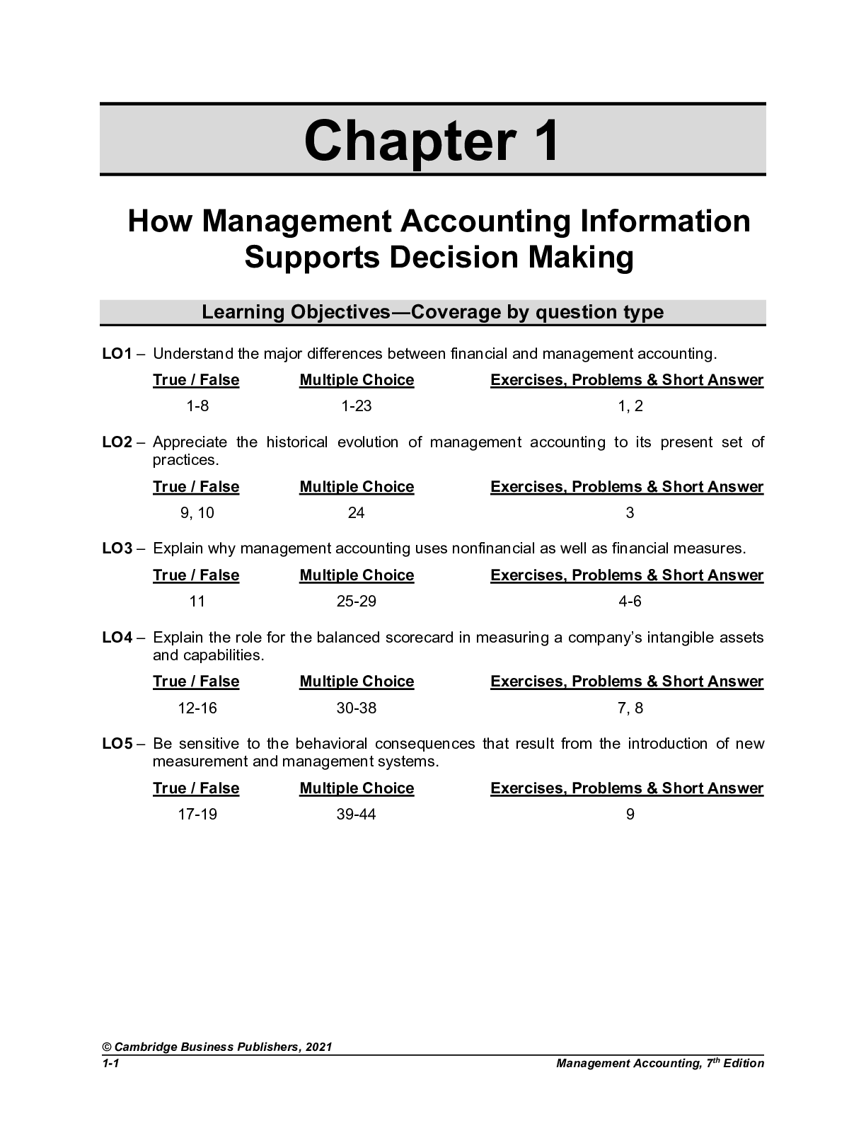 Management Accounting, Information for Decision Making, 7th Edition by Atkinson, Kaplan, Matsumura | TEST BANK